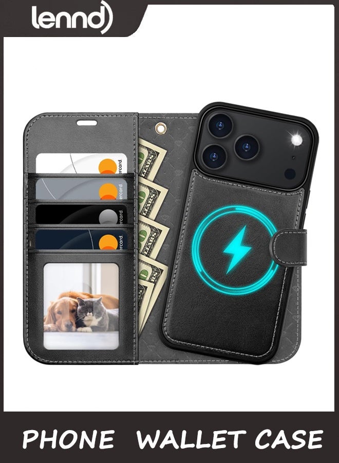 LENND iPhone 17 Pro Max Detachable Wallet Case with Card Holder, 2 in 1 PU Leather Flip Folio with RFID Blocking Stand Wrist Strap Shockproof Phone Cover 6.9 Inch, Blue - Image 1